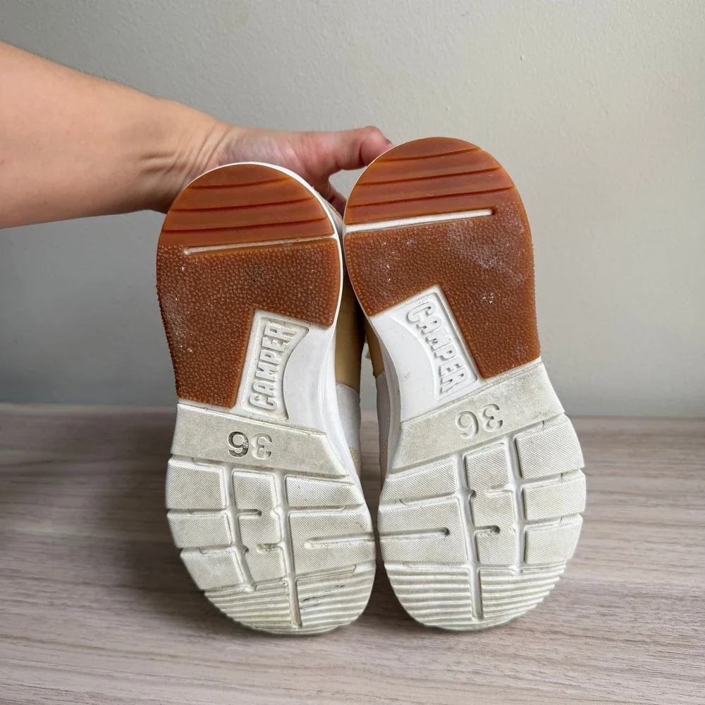 Camper Drift Sneakers Beige Orange Suede‎ Mesh Chunky Platform Size 36